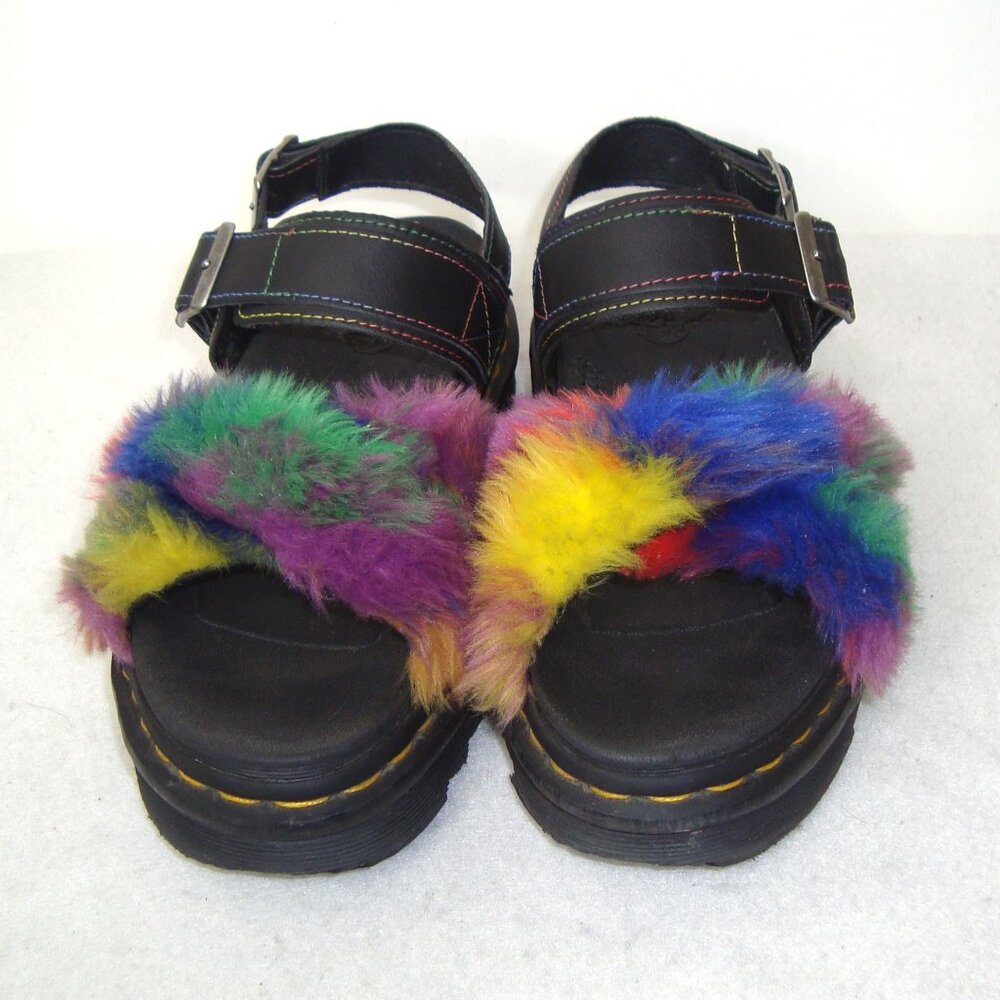 Dr. MARTENS Voss II Fluffy Faux Fur Adjustable Platform Sandals